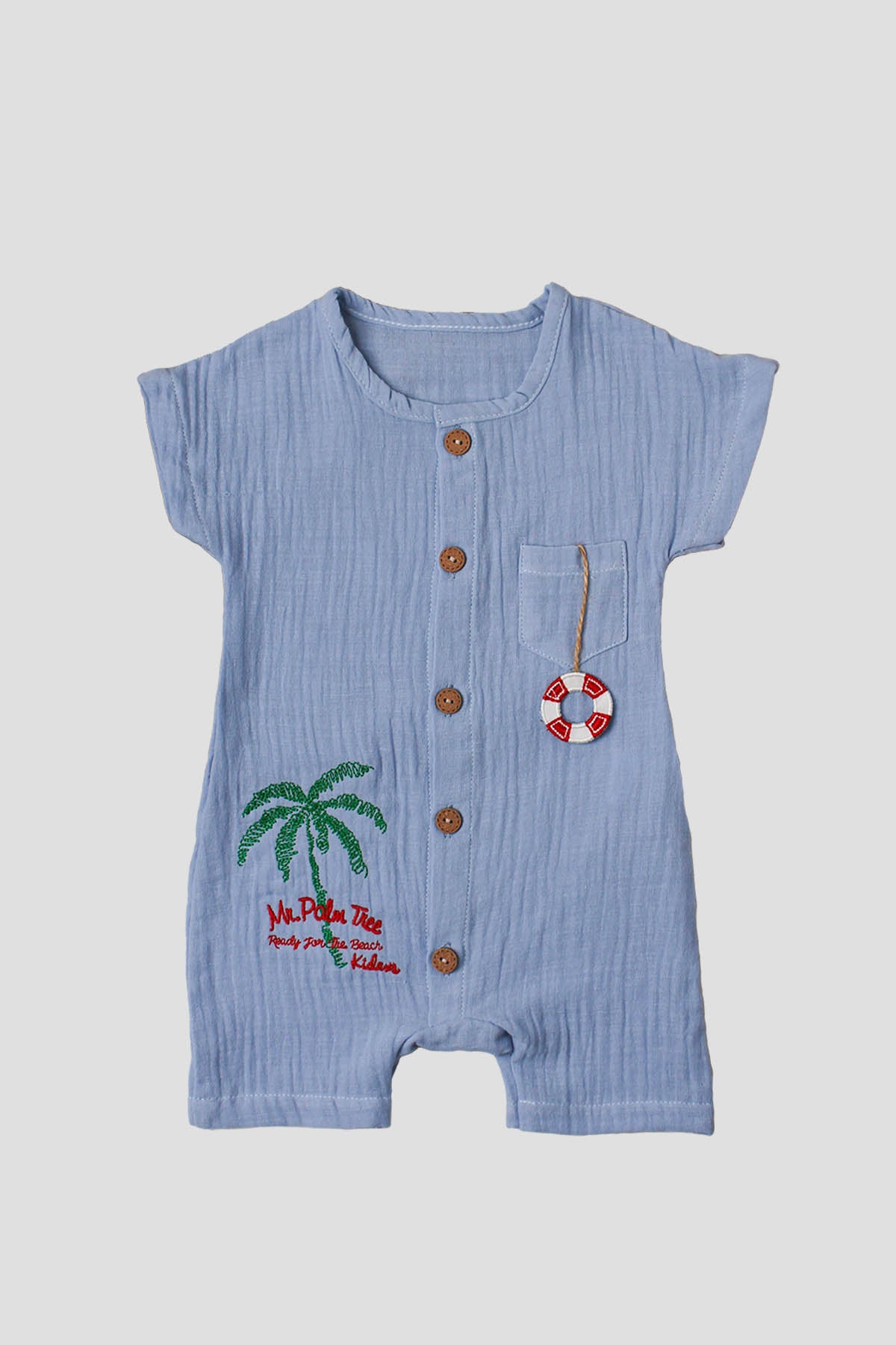 Unisex Organik Kumaş Çiçek Desenli Bebek Elbisesi 0-12 Ay